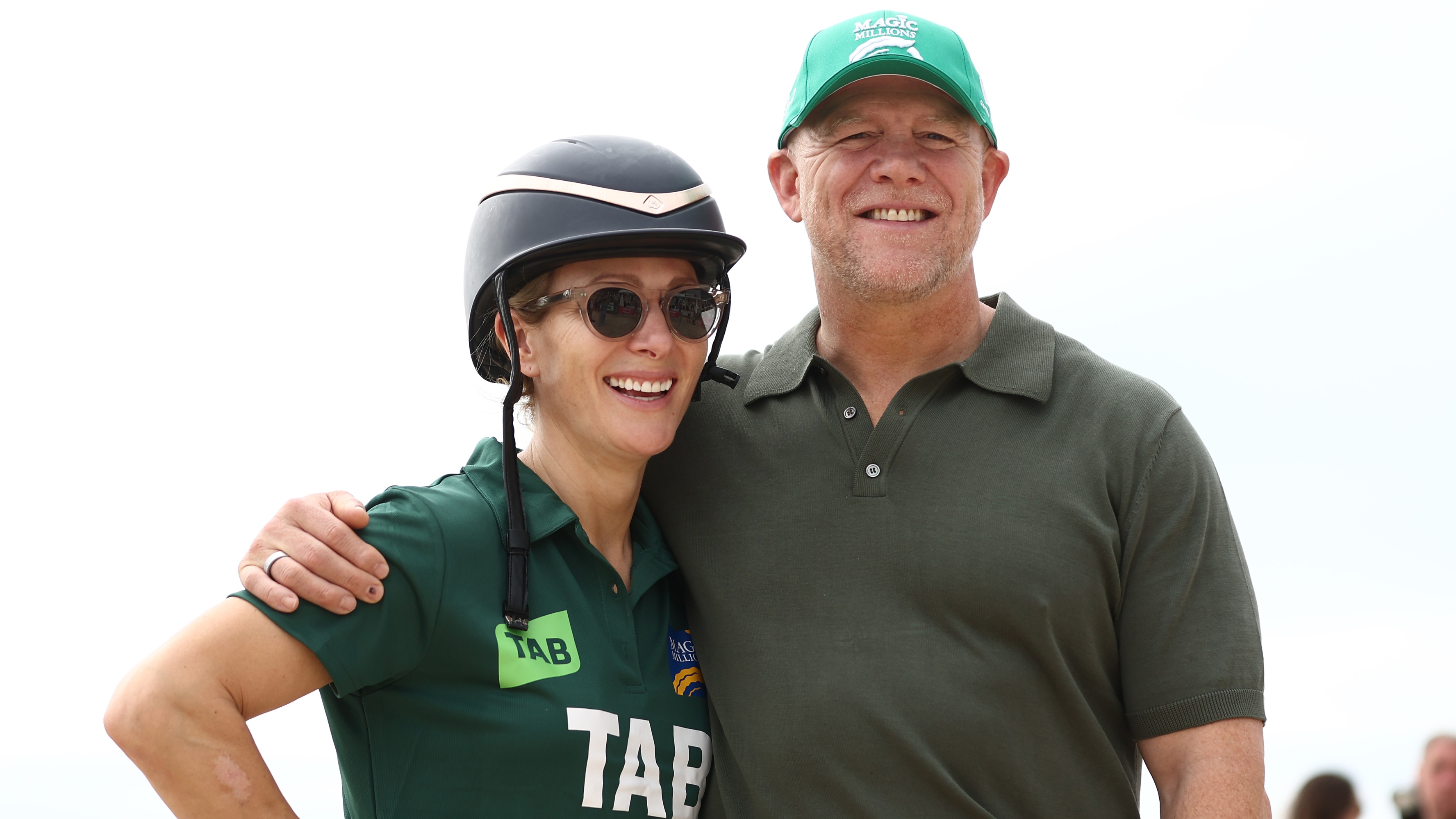 Magic Millions ambassador Zara Tindall and Mike Tindall take part in the Magic Millions barrier draw at Broadbeach on January 13, 2026