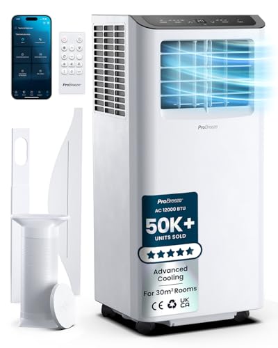 Pro Breeze&amp;reg; 12000 Btu Portable Air Conditioner - Smart Home Wifi Compatible With 24-Hour Digital Timer, Smart Display &amp;amp; Window Venting Kit Included - Air Conditioning Unit for Home &amp;amp; Office
