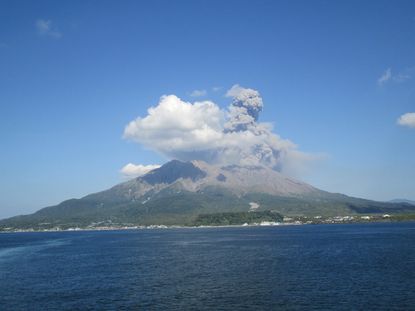 Sakurajima Peninsula from Kagoshima City, Japan