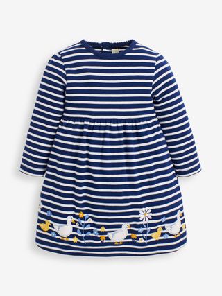 JoJo Maman Bebe striped duck applique dress