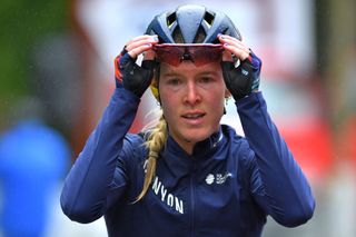 EIBAR SPAIN MAY 16 Hannah Barnes of The United Kingdom and Team CanyonSRAM Racing at arrival during the 3rd Gran Premio Ciudad De Eibar 2021 a 1172km race from Eibar to Arrate Alto Usartza 581m III Eibarko Hiria sari nagusia CiudaddeEibar21 CCEibarres on May 16 2021 in Eibar Spain Photo by Luc ClaessenGetty Images