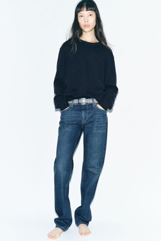 Zw Collection Low Rise Straight Leg Jeans