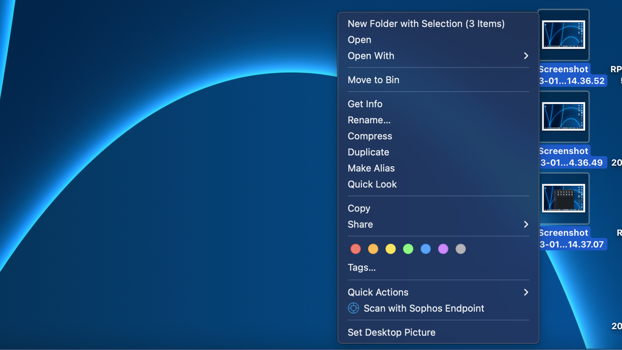 Screenshot of tags