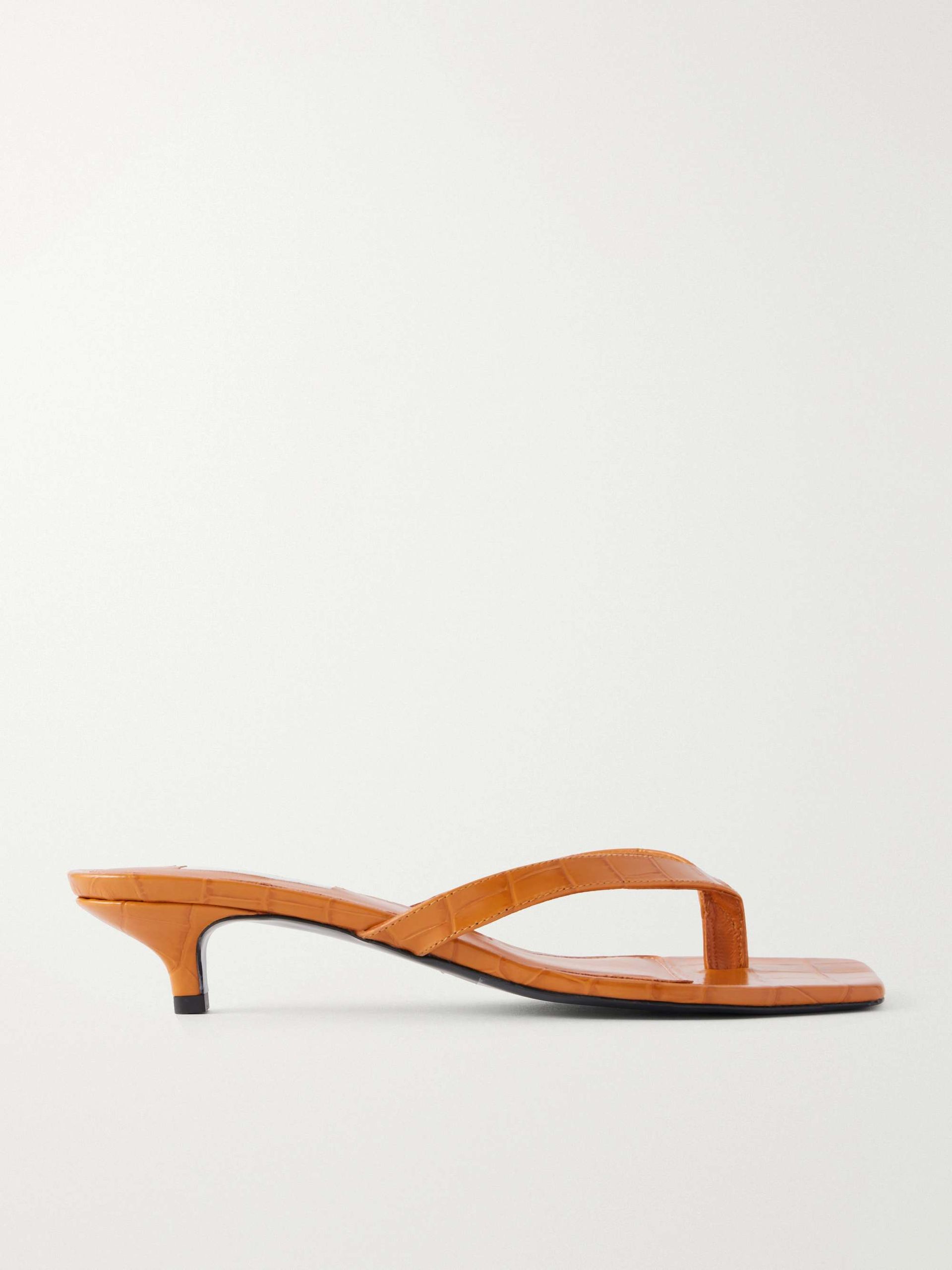 Croc-Effect Leather Sandals