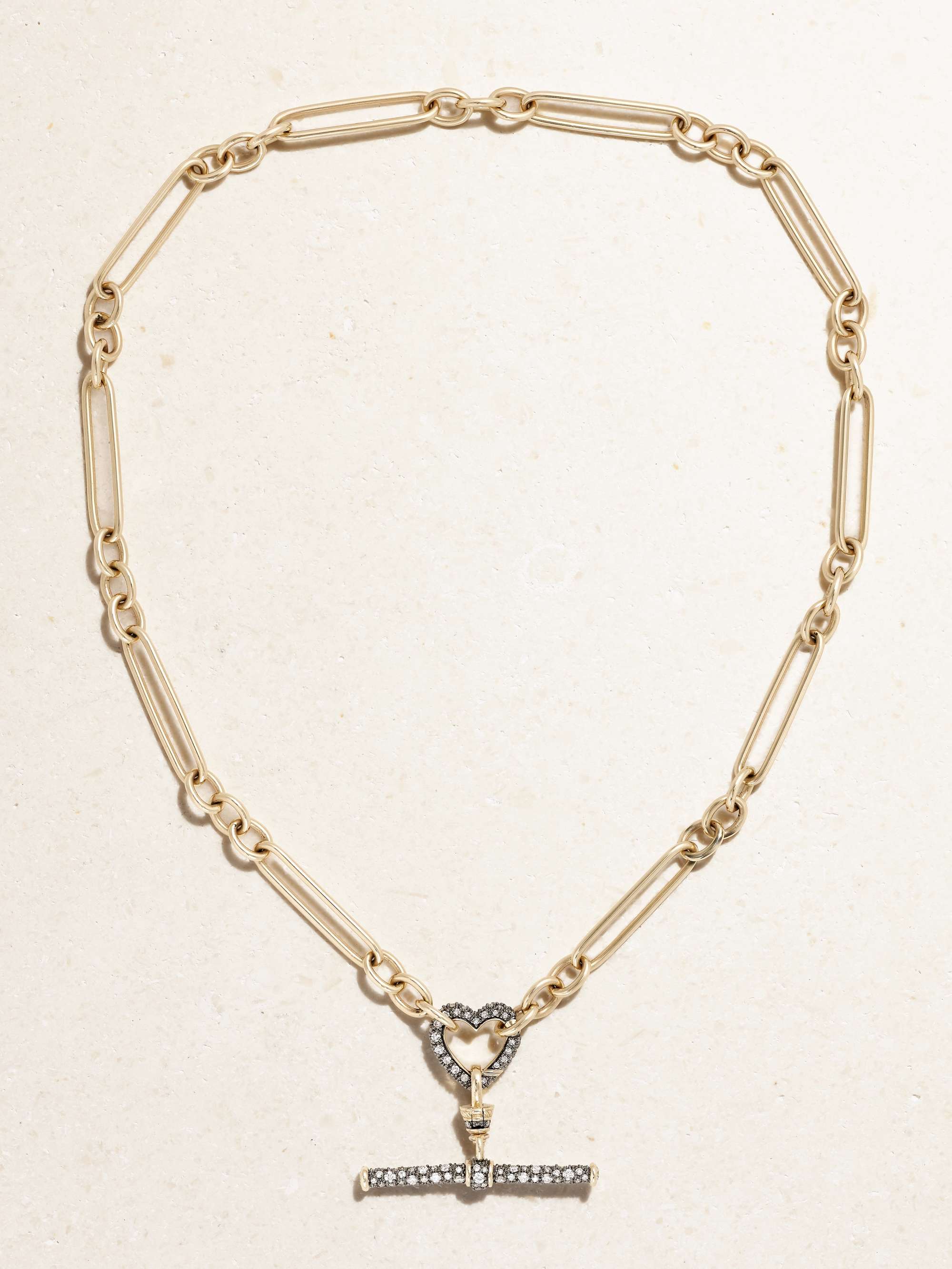 Trombone Link Chain 14-Karat Recycled Gold Diamond Necklace