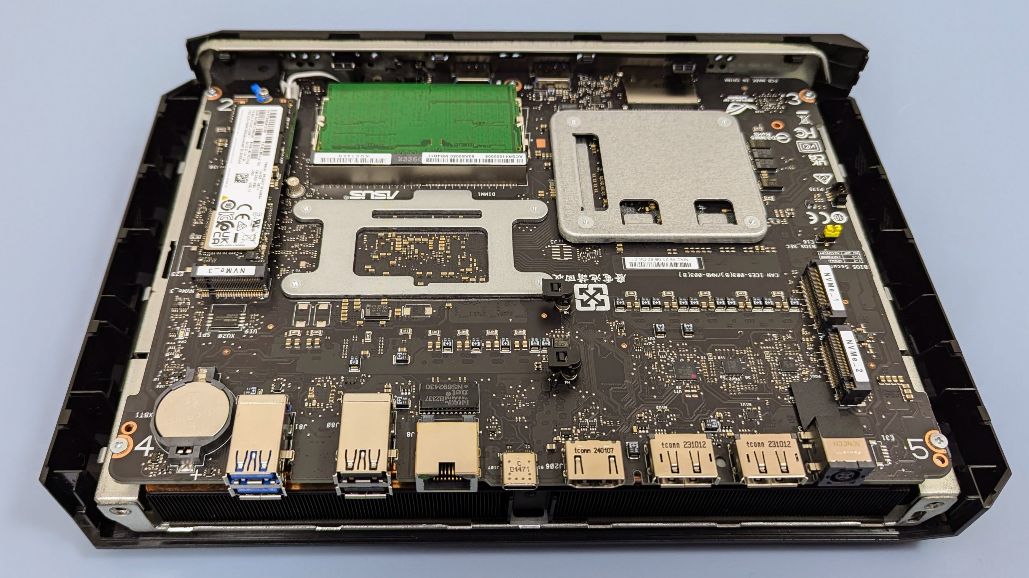 Asus ROG NUC 970 with cover off, showing all the internals from above