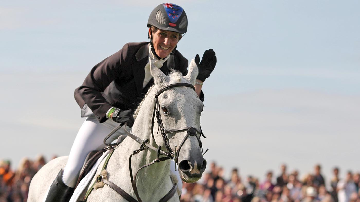 Caroline Powell and Lenamore celebrate winning Burghley in 2010.