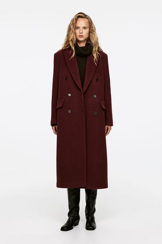 Arket, Oversized Wool Coat in burgundy