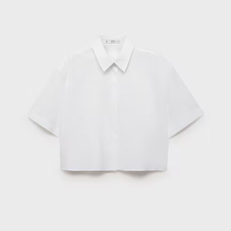 Mango , Cropped Cotton Shirt 