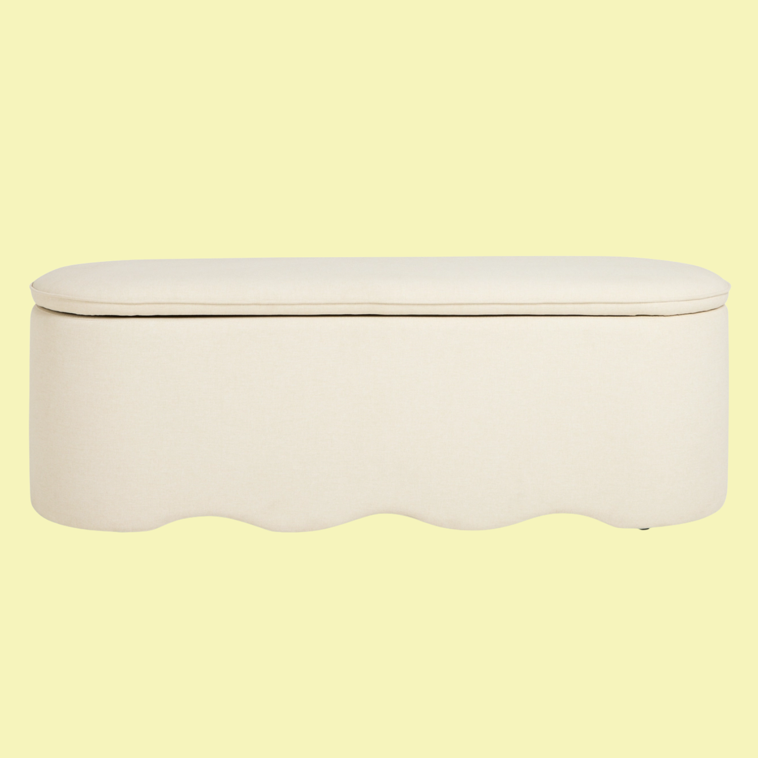 A wavy cream storage bench