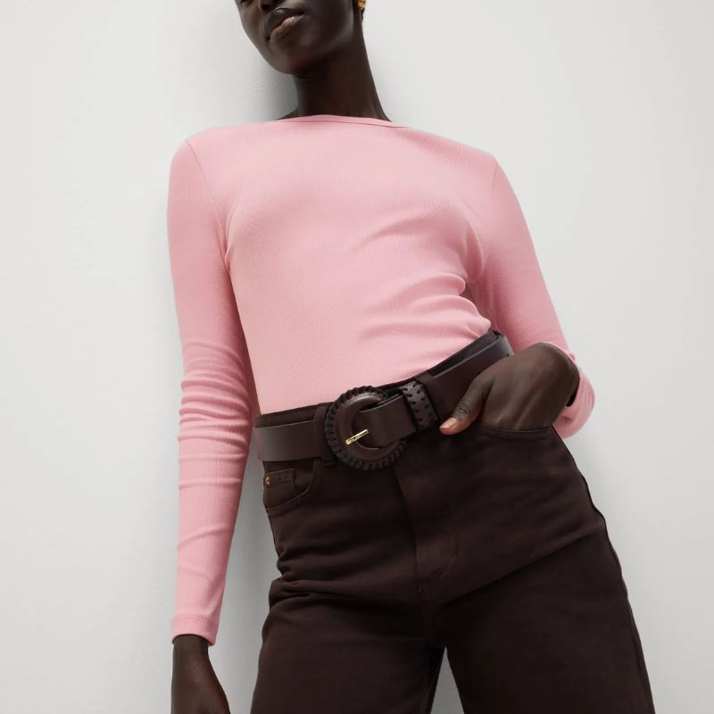 Cotton Rich Ribbed Top on model