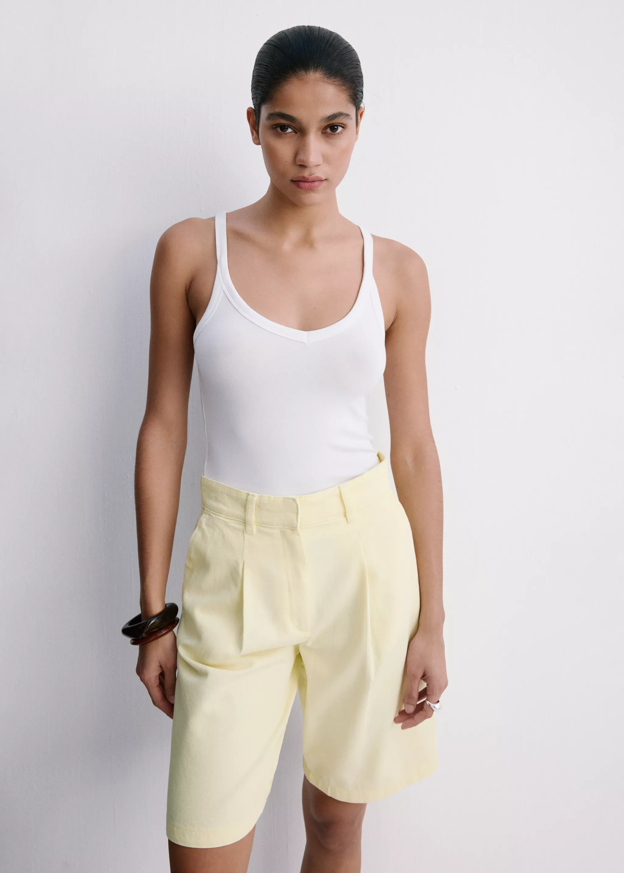 Denim Bermuda Shorts With Buckle Detail - Women | Mango United Kingdom