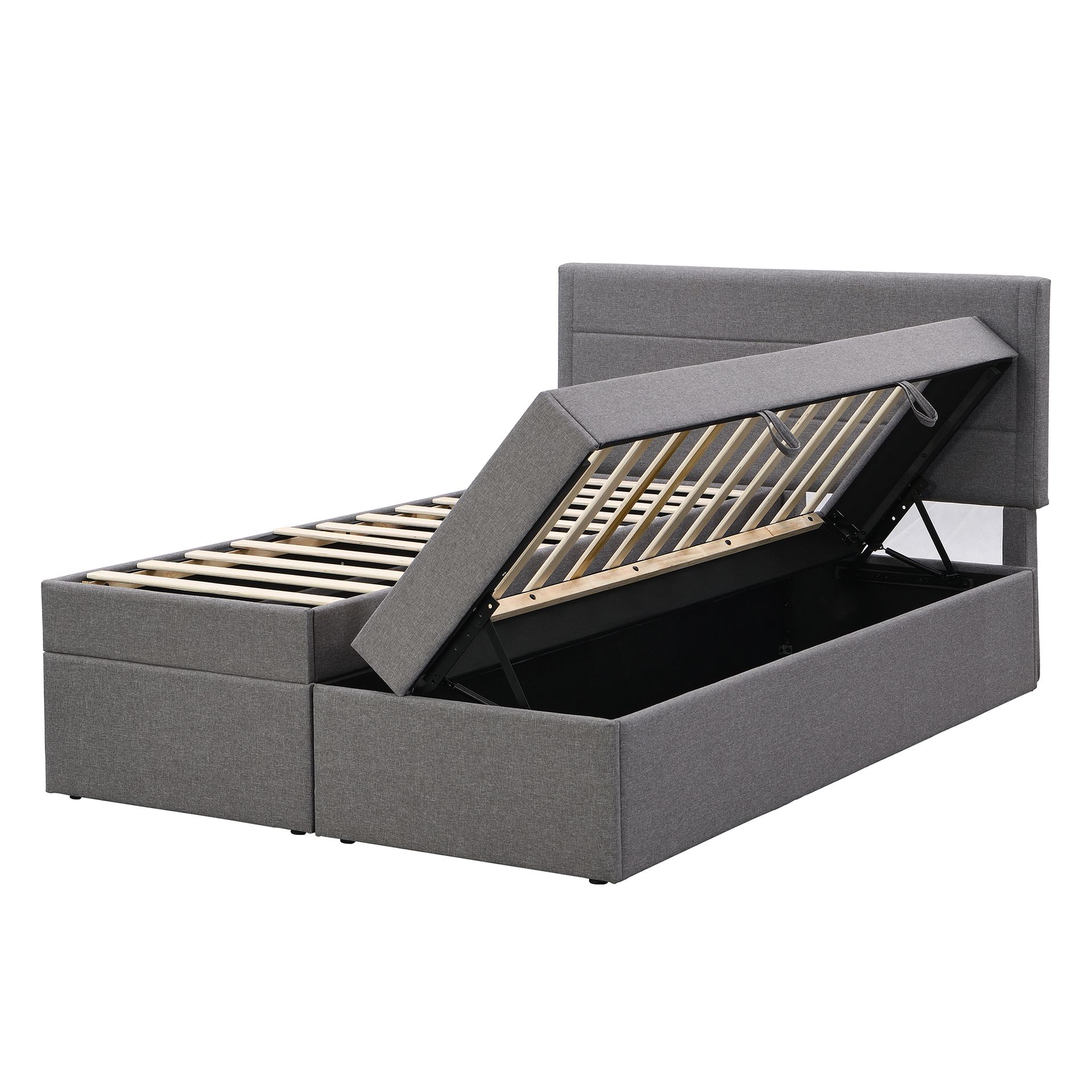 Queen Size Upholstery Platform Bed with Lift up Storage Underneath, Gray