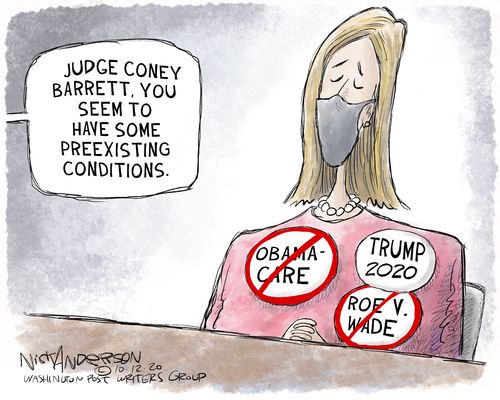 Political Cartoon U.S. Trump Amy Coney Barrett