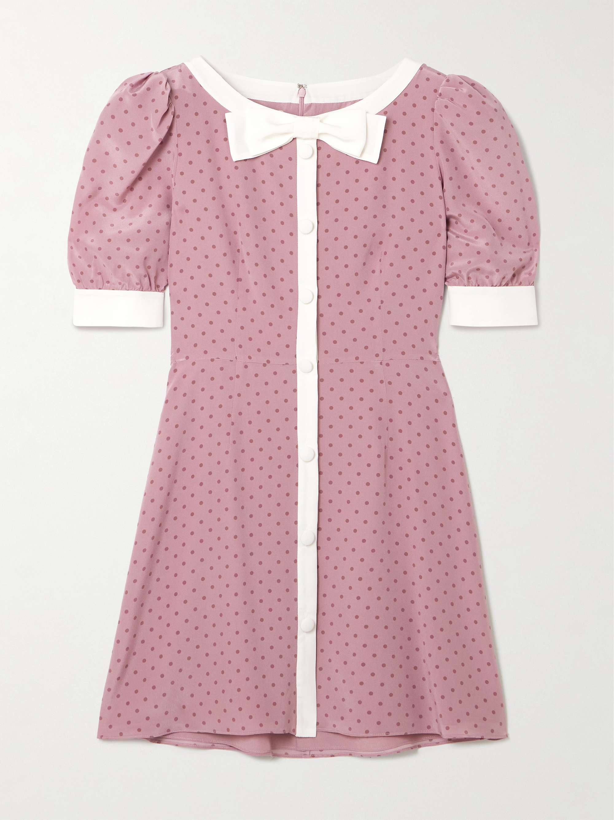 Clover Bow-Detailed Polka-Dot Silk Mini Dress