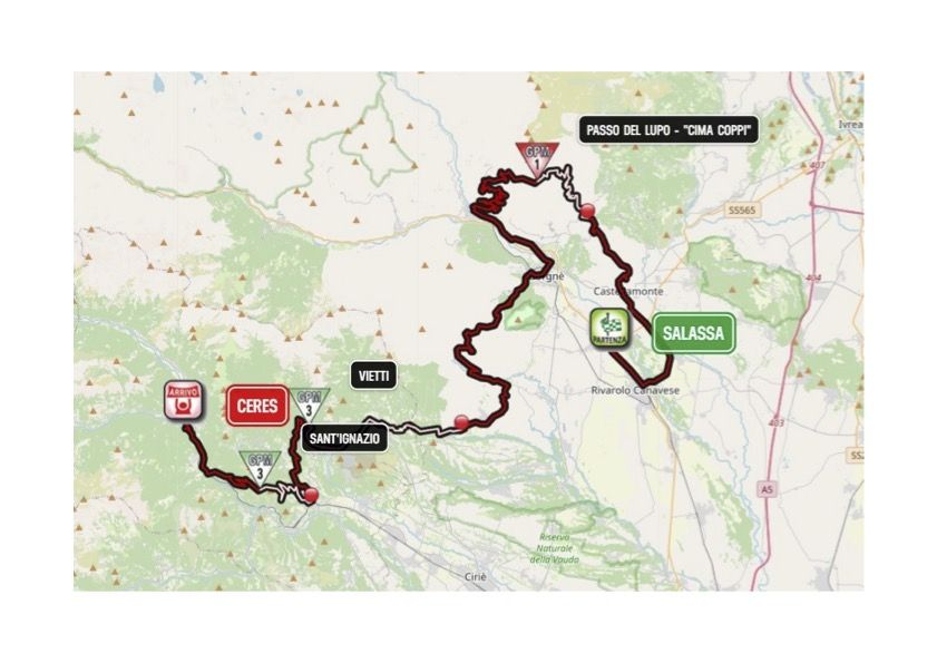Giro d&#039;Italia Donne 2023 Map - Stage 5 includes the Passo (Pian) del Lupo, which is marked as the &#039;Cima Coppi&#039; of the Giro d&#039;Italia Donne