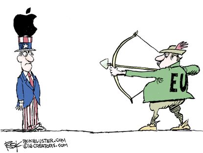 Editorial cartoon U.S. Apple vs EU