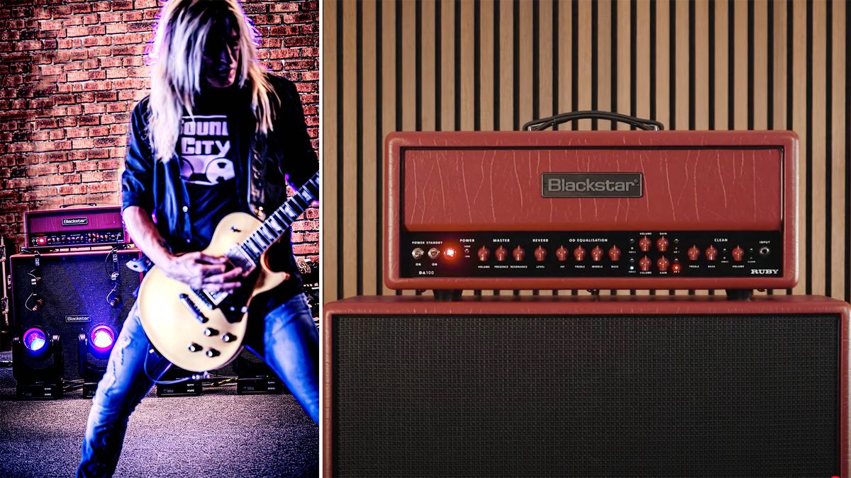 Doug Aldrich (left) plays through his new signature DA100 amp (pictured right)