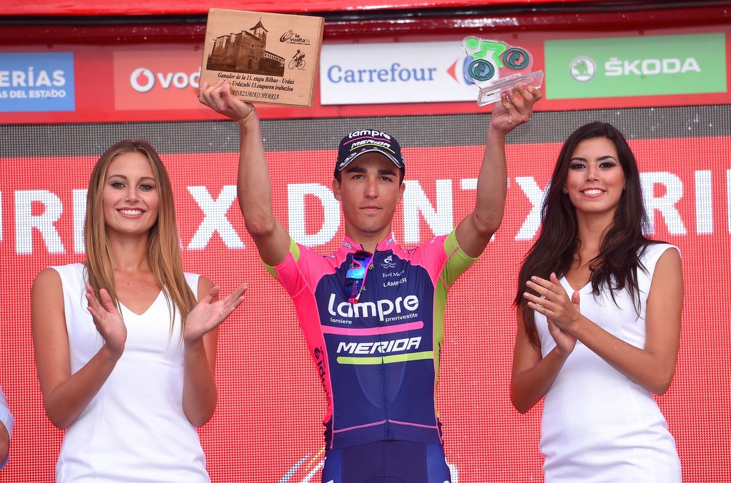 Stage winner Valerio Conti (Lampre-Merida)