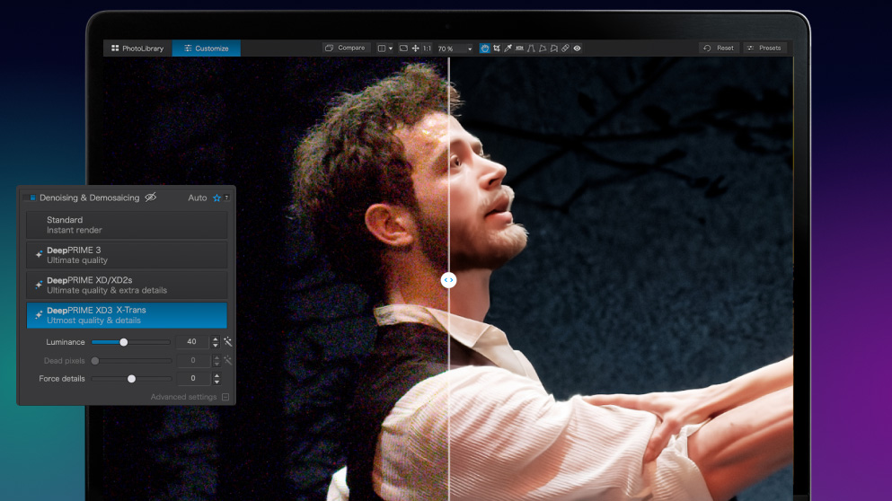 DxO PhotoLab 9 screenshot of a man