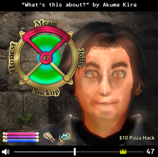Volume control game parodying TES Oblivion's persuasion minigame