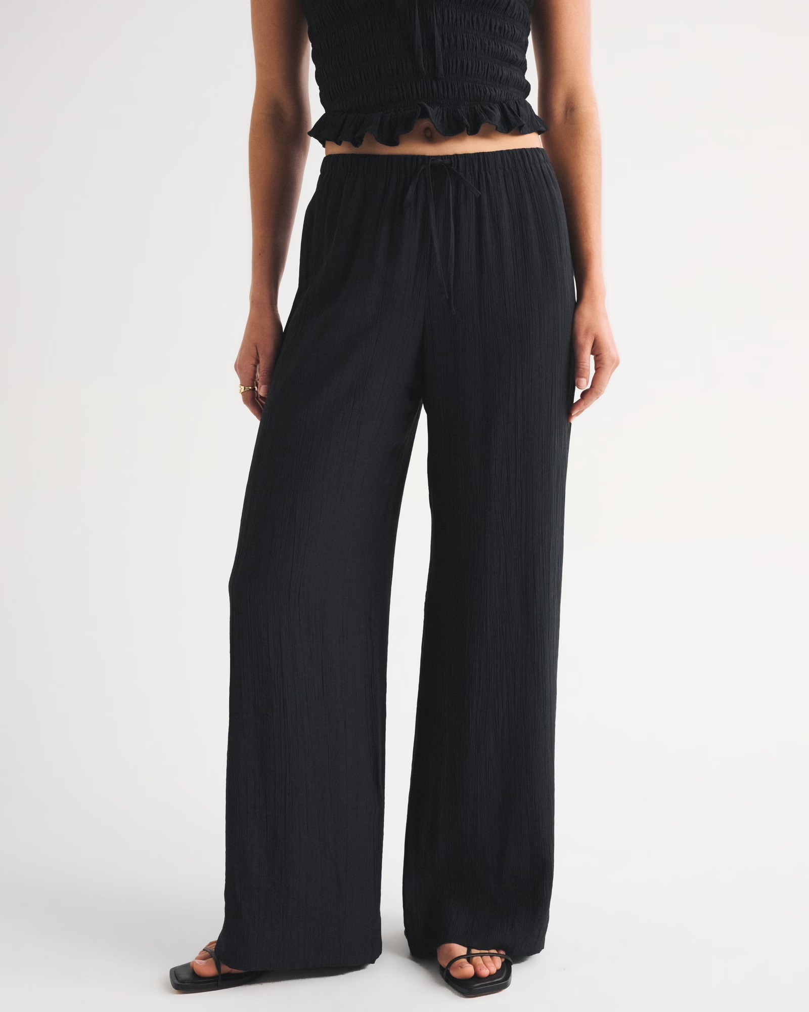 Abercrombie &amp;amp; Fitch, Gemma Crinkle Wide Leg Pull-On Pant