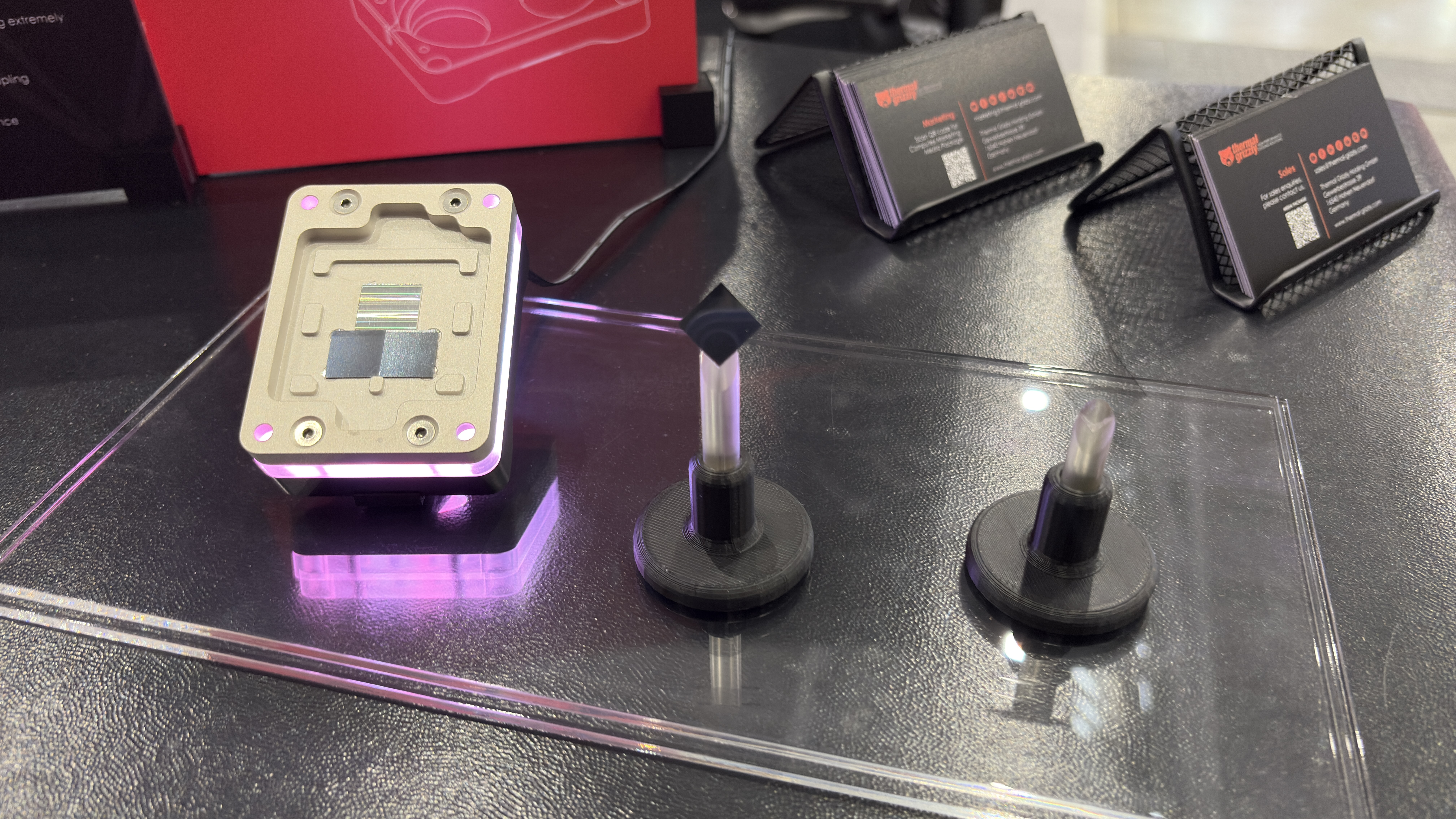 Thermal Grizzly's new prototype products at its Computex 2026 booth.