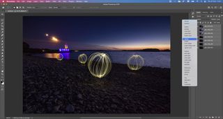 blending light orbs together in Photoshop