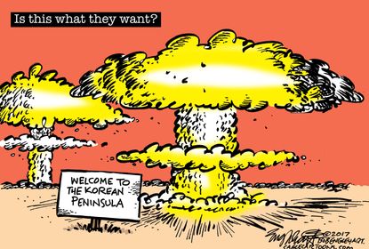 Political Cartoon International North Korea nuclear missile Kim Jong Un
