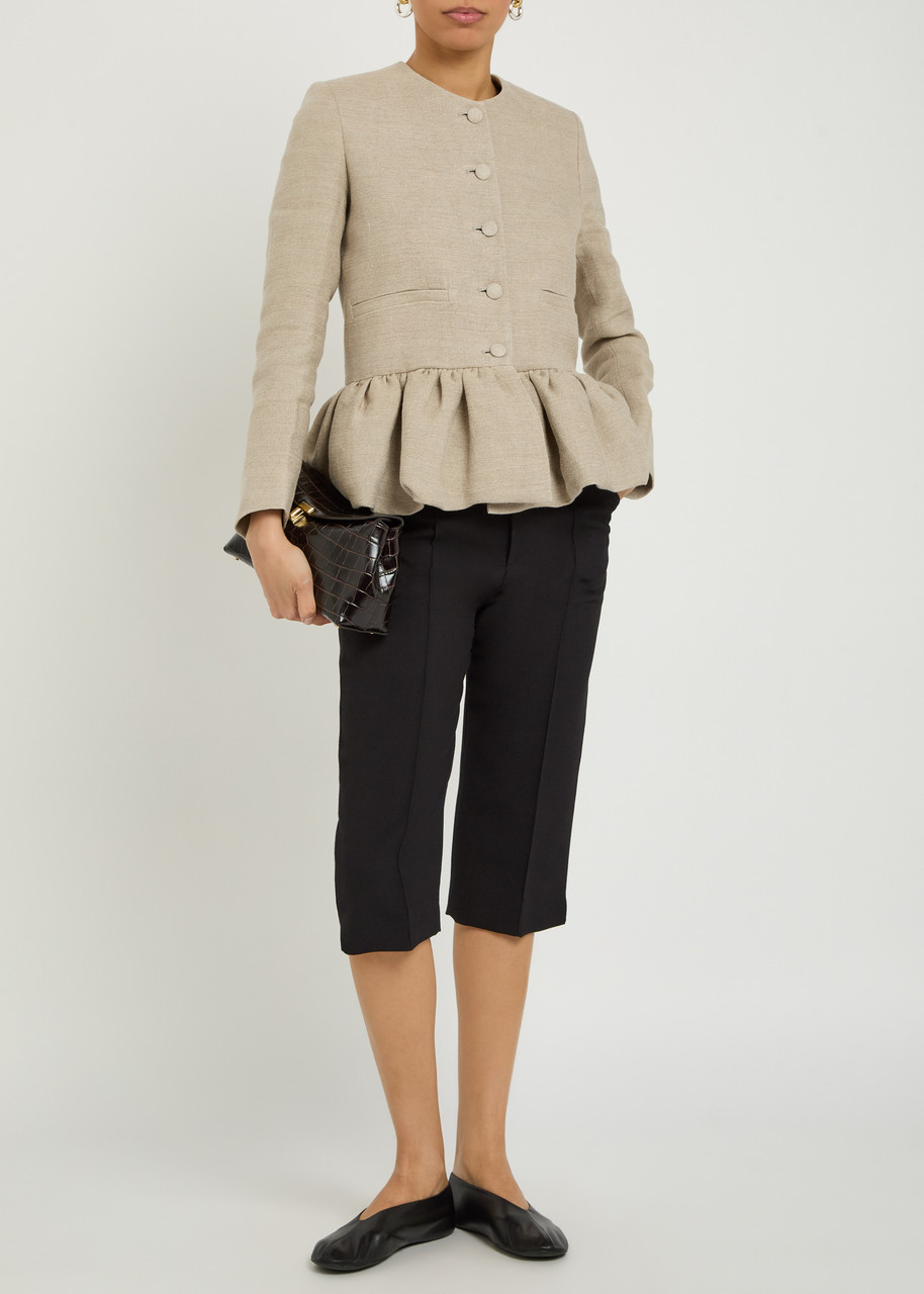 Peplum-Hem Linen Jacket