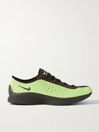 Air Superfly Suede and Perforated Leather Sneakers