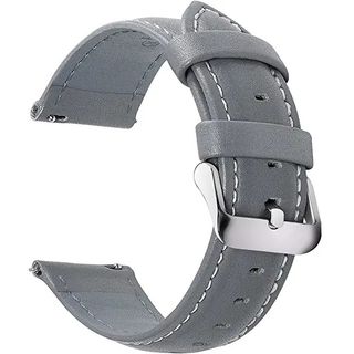 Fullmosa Genuine Leather Watch Strap in Grey with silver buckle