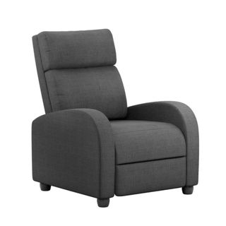 A dark gray reclining armchair