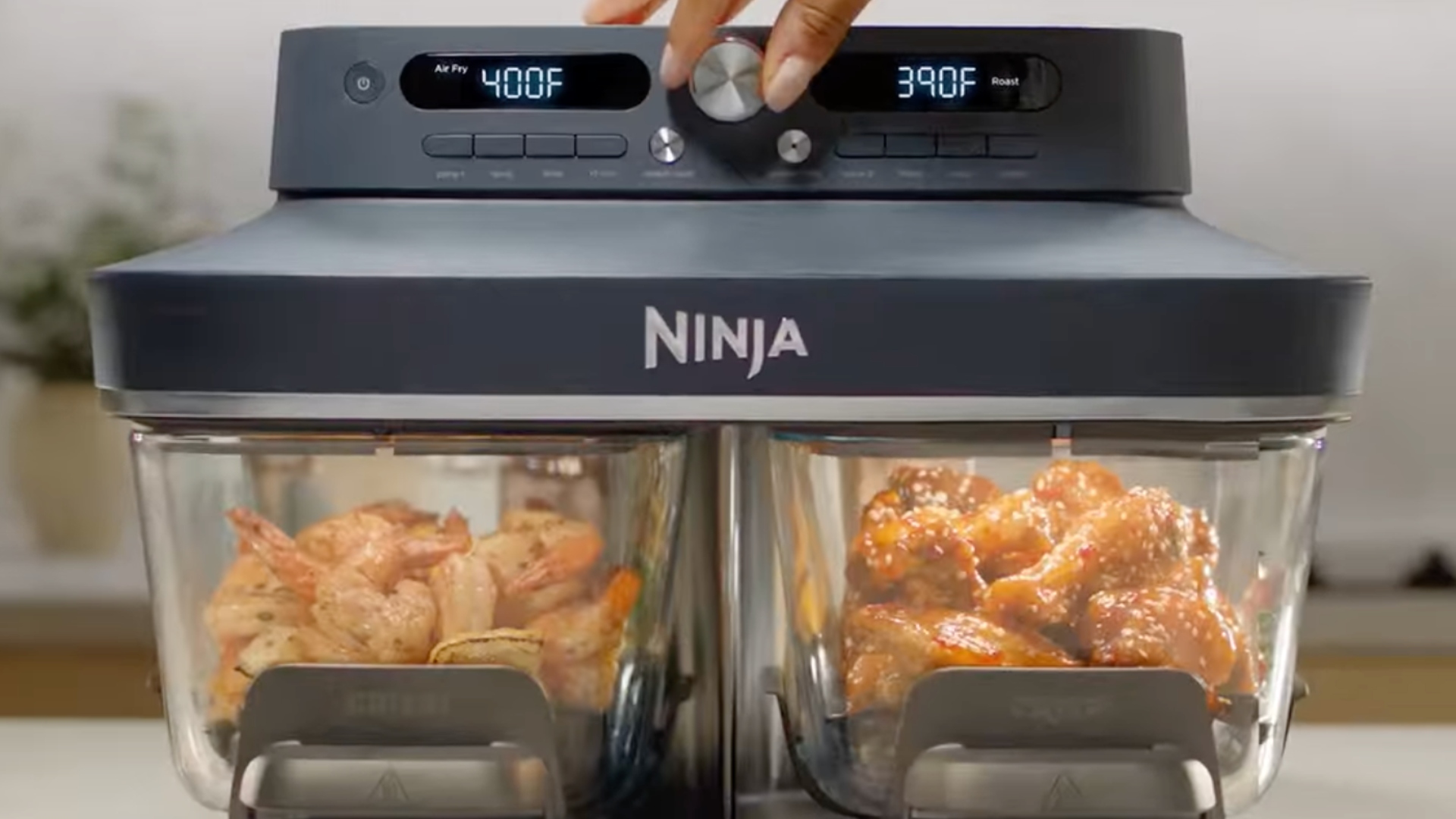 The Ninja Crispi DualZone being used