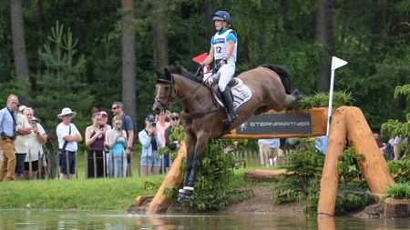 Pictured Caroline Harris and D. Day who are overnight leaders after the Luhm&uuml;hlen Horse Trials five-star cross-country.