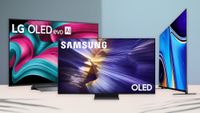 OLED TVs currently on sale shown on a table