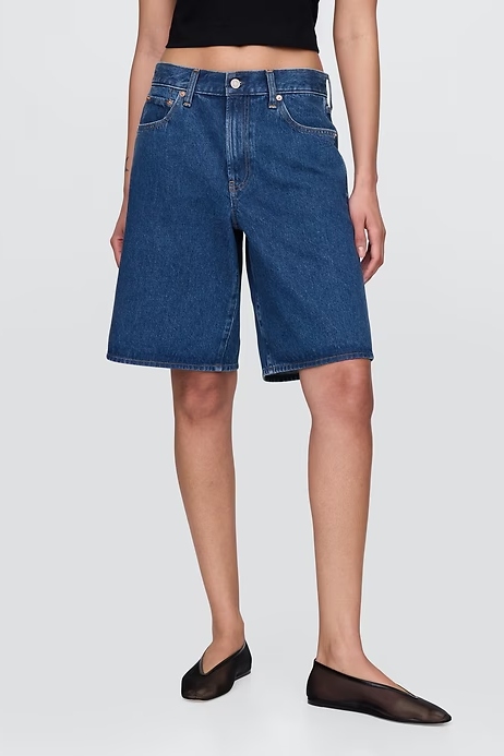 11" Mid Rise Longline Denim Shorts