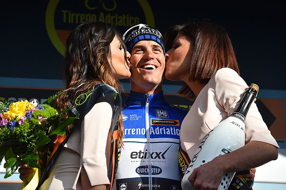 Zdenek &Scaron;tybar (Cze) Etixx - Quick-Step smiles on the podium at Tirreno-Adriatico