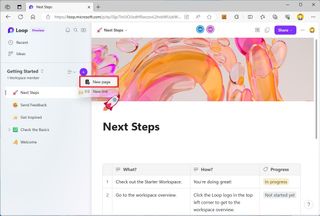 Loop create new page