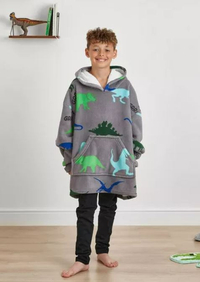 Oversized Sherpa Fleece Dinosaur Print Hoodie Blanket - £14.99 | Debenhams