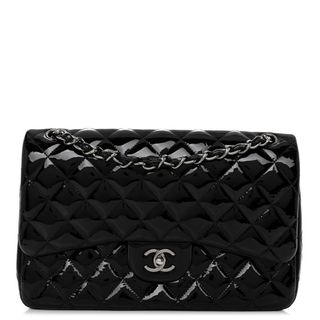 Chanel Patent Quilted Jumbo Double Flap Black