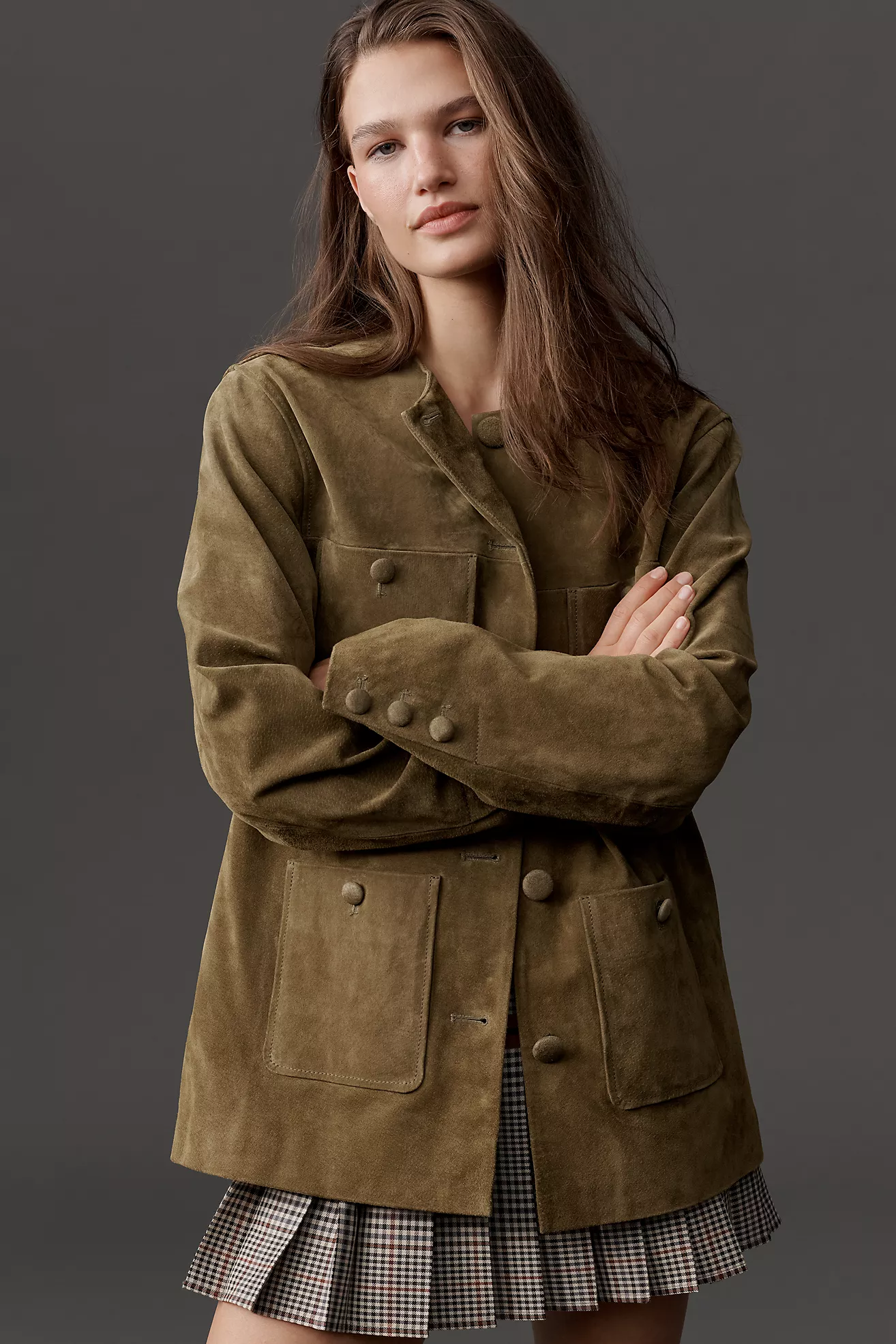 Blanknyc Real Suede Collarless Jacket