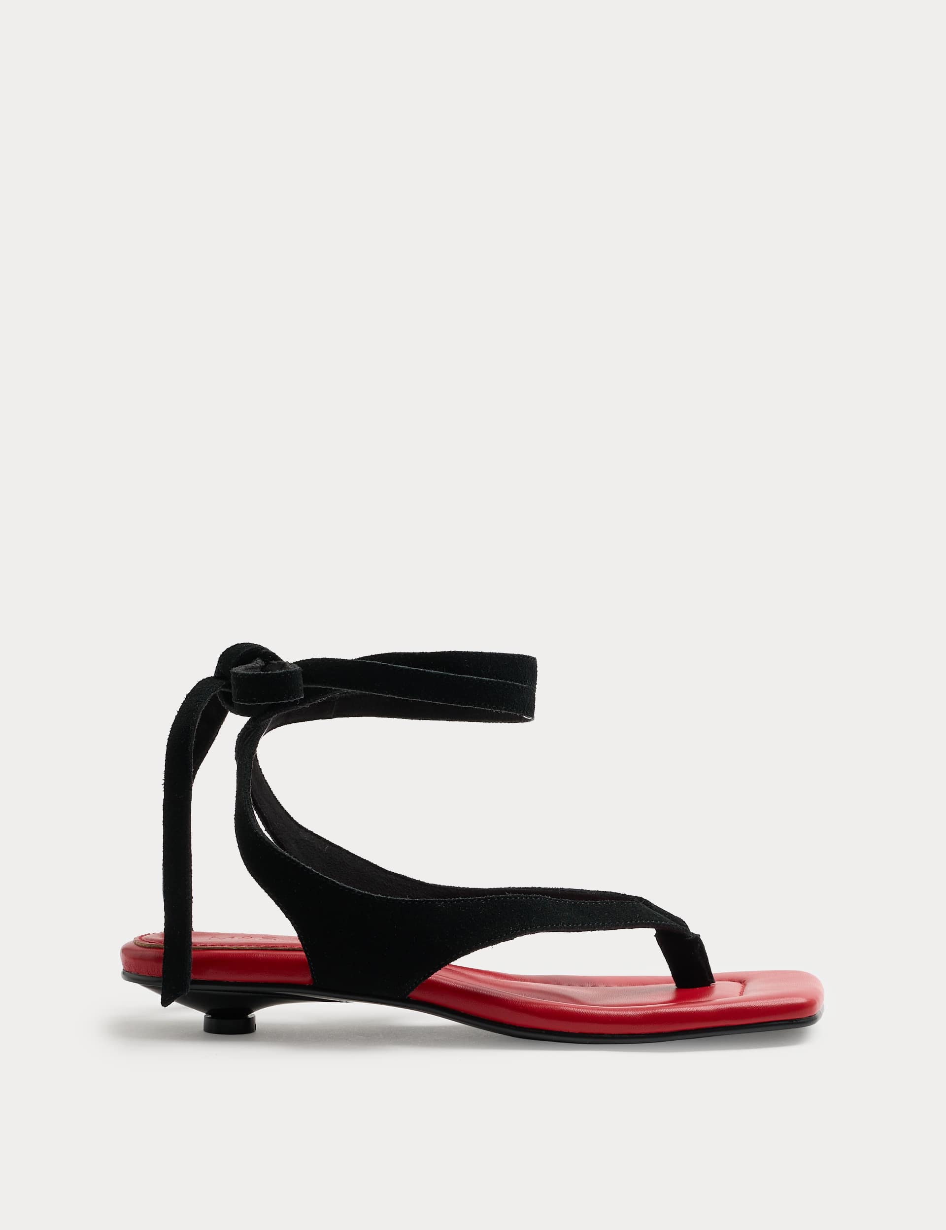 Suede Tie Ankle Strap Kitten Heel Sandals