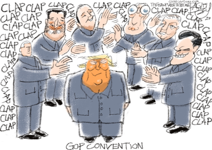 Political Cartoon U.S. Trump RNC applause