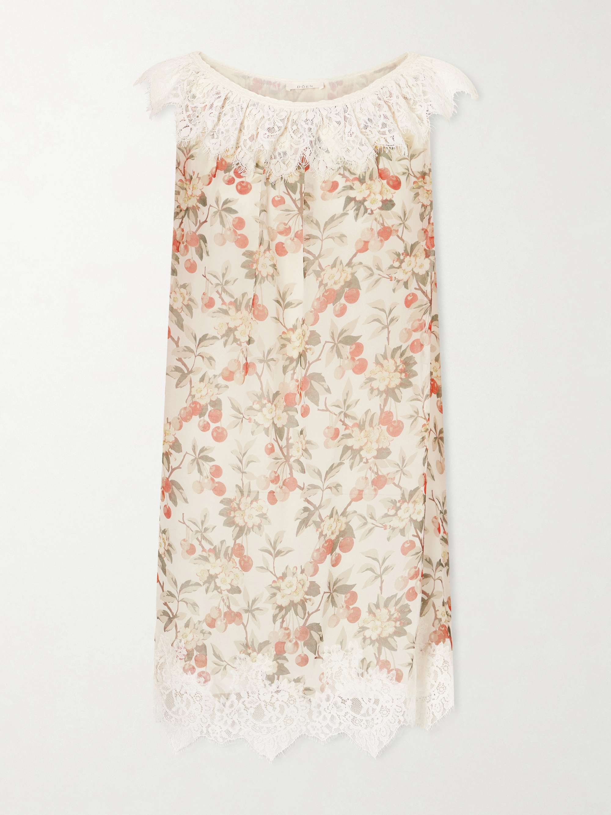 Paloma Lace-Trimmed Floral-Print Silk-Chiffon Mini Dress