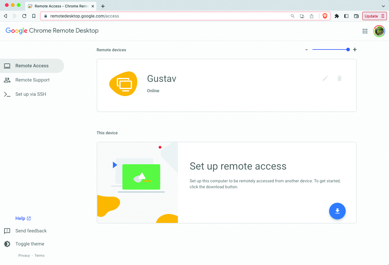Chrome Remote Desktop is an easy way to access one computer from another