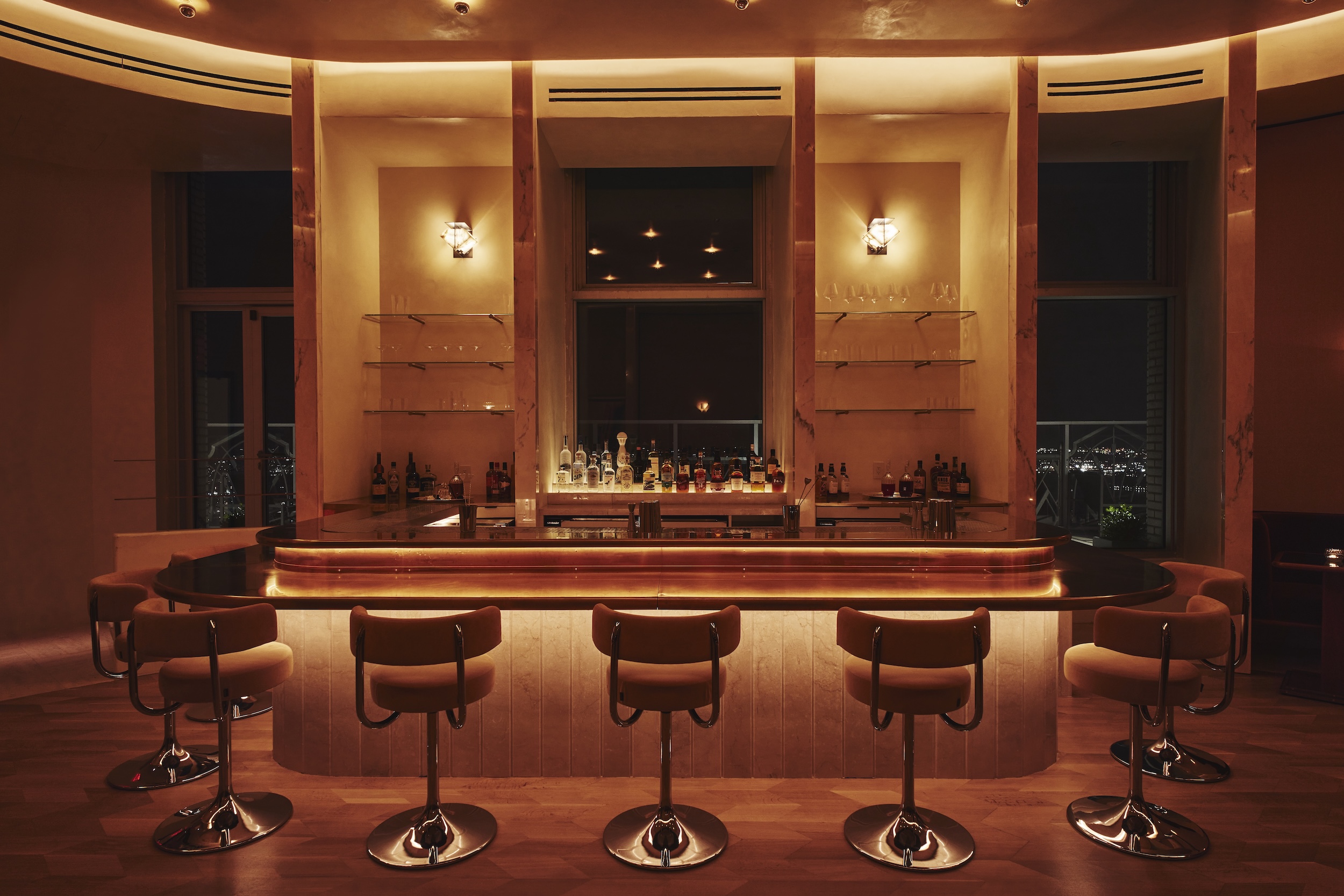 best rooftop bars nyc Overstory Interior Evening