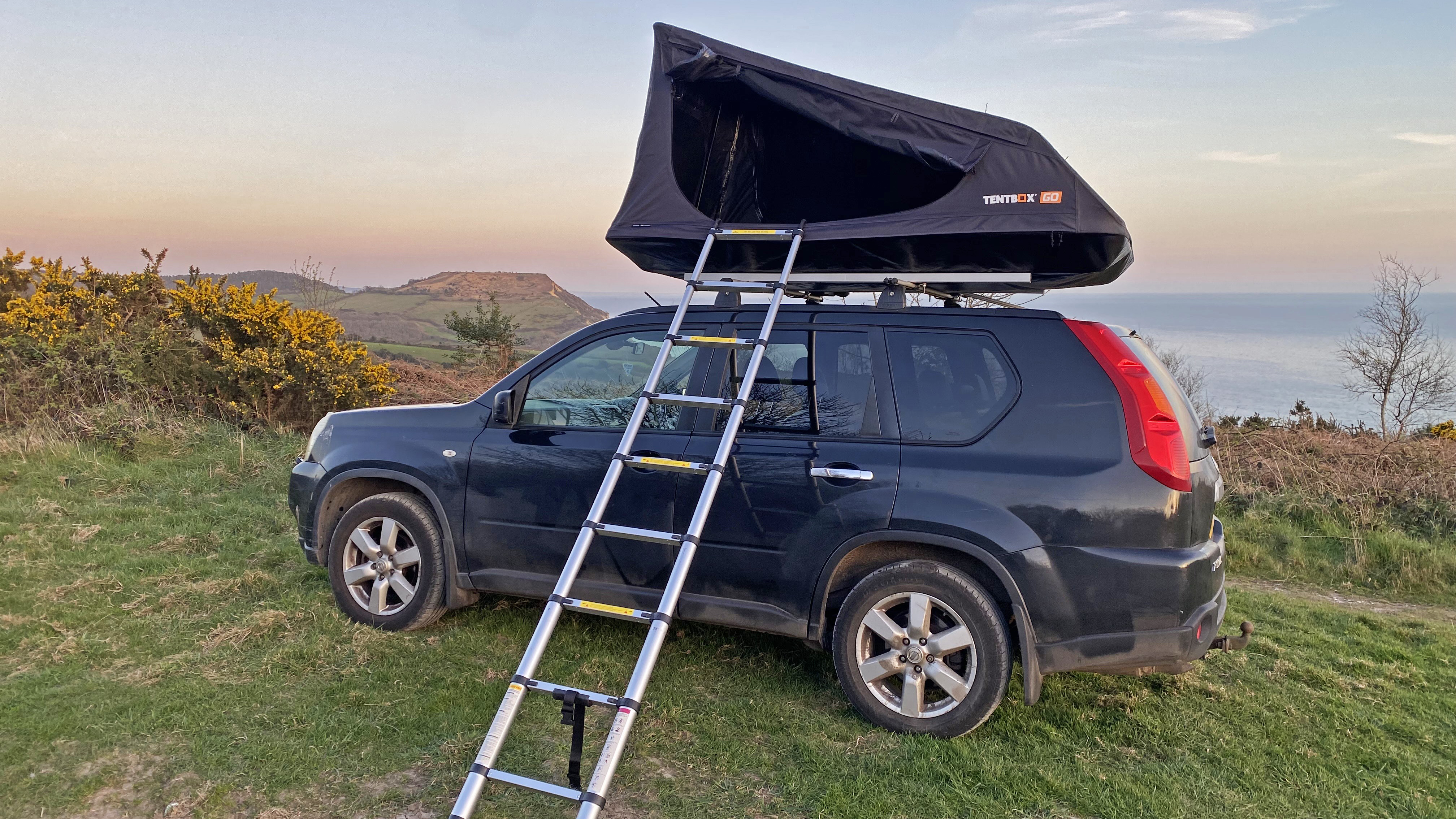 The TentBox Go pictured in front of Golden Cap