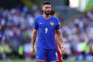 Olivier Giroud playing for France against Poland at Euro 2024