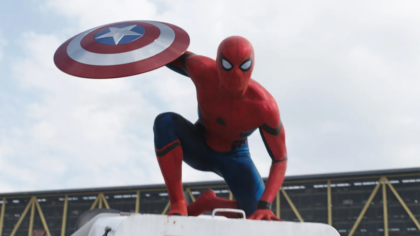Spider-Man holding a shield
